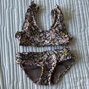 Acacia Swimwear Kids Floral Bikini - Brown and Yellow